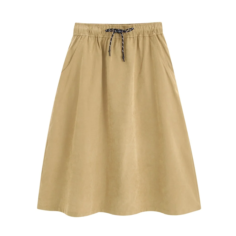 

A-Line Skirt Women Elegant Casual Solid Skirt Lady Autumn Winter Elastic Waist Skirt F0321