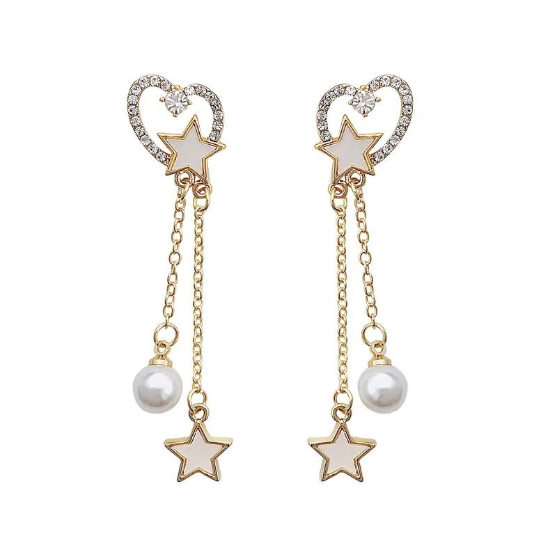 Новинка 2020 модные изысканные длинные висячие серьги со звездой и кристаллами в