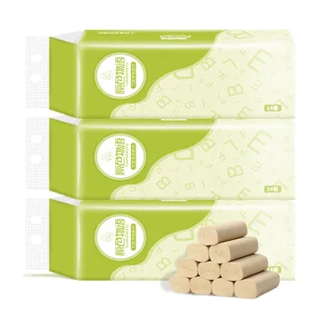 

QIC 14 Rolls Toliet Paper Bulk Household Wettable Roll Paper Original Wood Pulp Soft Toliet Paper Toilet Roll