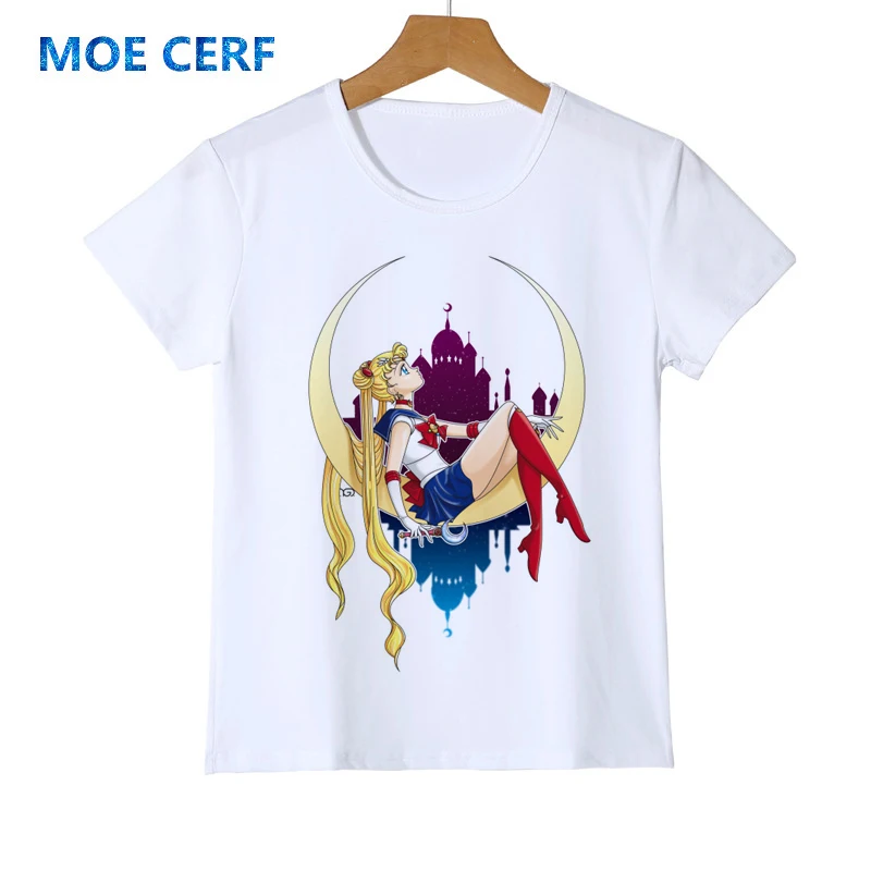Забавная детская летняя футболка с изображением Сейлор Мун футболка с милым котом детские модные футболки с 3D рисунком Kawai, Y28-3