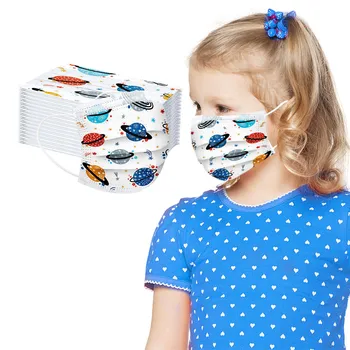 

100PC Child Cartoon Face Mask 3 Layer Elastic Earloop Masks Boys Girls Industrial Disposable Mouth Respirator Breathable Mask