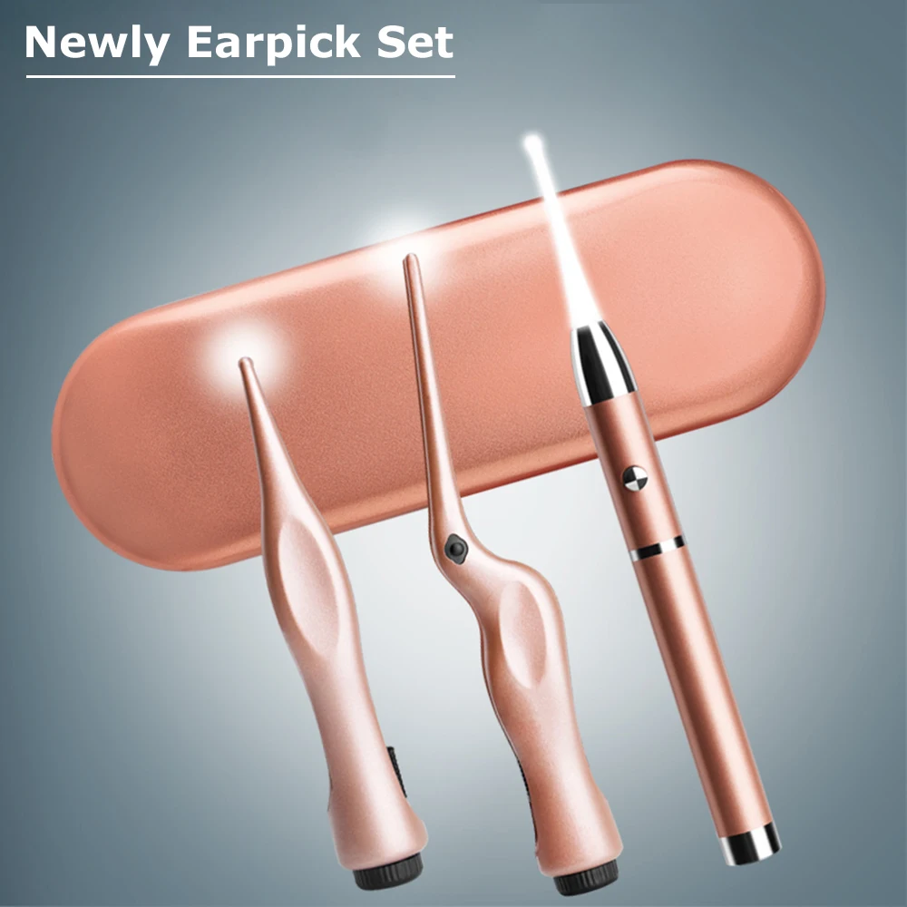 

3 Pcs Earpicks Ear Wax Removal Tools with LED Light Ear Spoon Digger & Tweezer Nose Cleaning Pick Baby Children Care Set