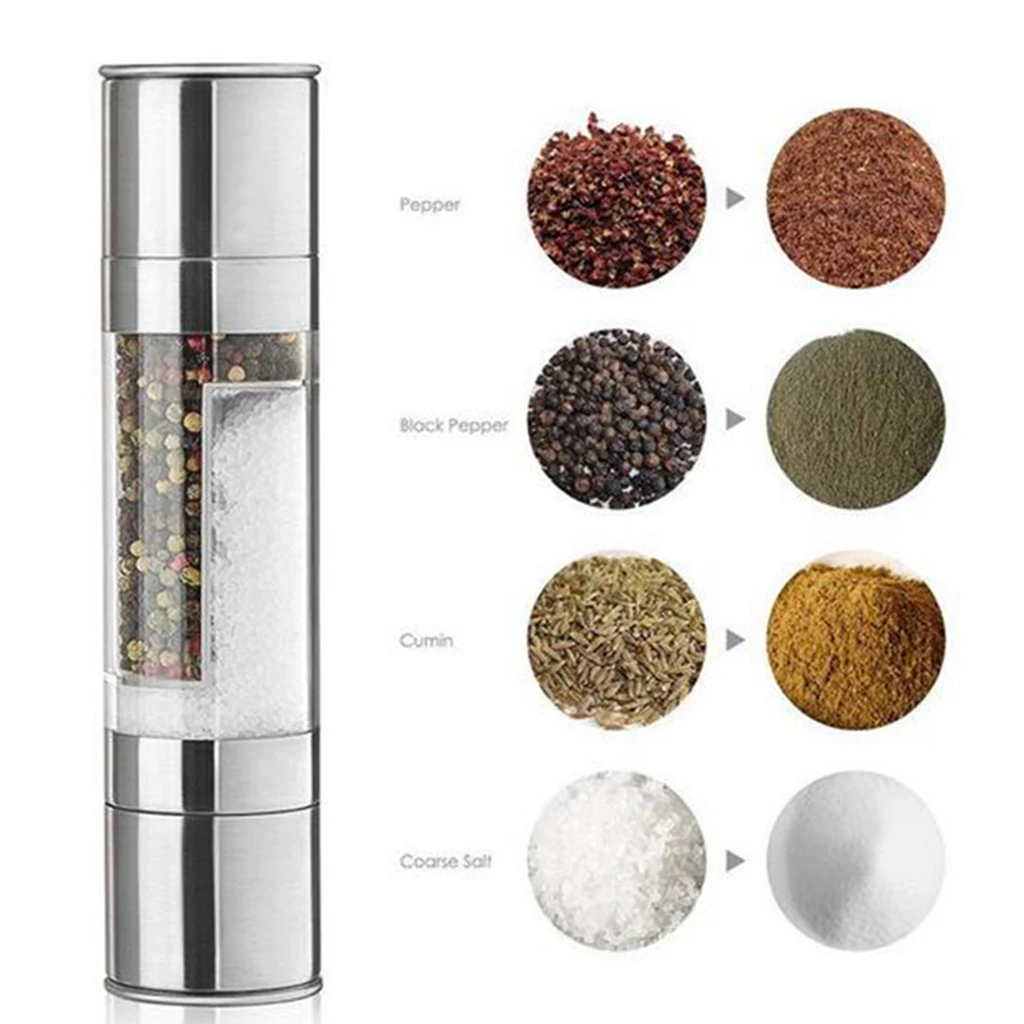 2 in 1 Pepper Grinder Salt Grinder Mill, Stainless Steel Adjustable Coarseness(Coarse to Fine) - - Easy to Use and Clean