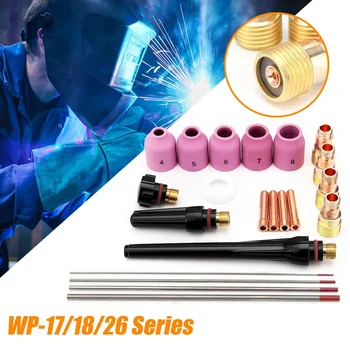 

21Pcs TIG Welding Torch Stubby Gas Lens Kit Tool WT20 For Tig WP-17/18/26 Series TIG Welder Welding Accessories New Arrival 2020
