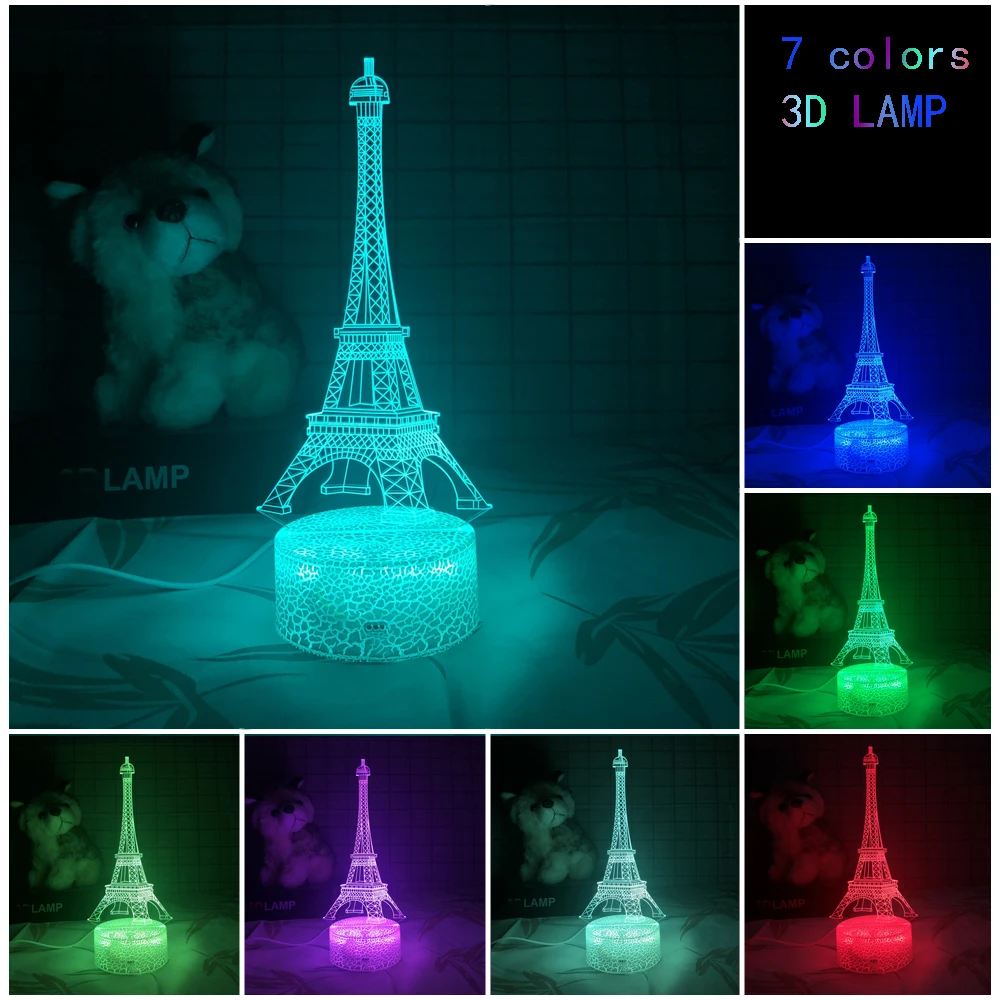 

New 3D Lamp USB Night light Iron tower Child luminous touch Colorful gift building table lamp Creativity decoration Gift lights