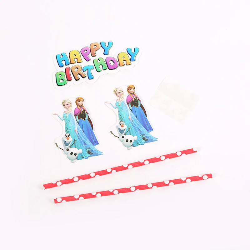Cake flag-1pcs Замороженные Дисней Дети Девушки пользу день рождения пакет украшение для торжества чашки тарелки детский душ одноразовые столовые приборы - Цвет: Cake flag-1pcs