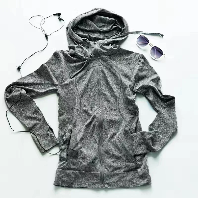 Осенняя новая стильная Женская Спортивная толстовка с капюшоном для фитнеса, тренировок, йоги, Влагоотводящая быстросохнущая спортивная куртка