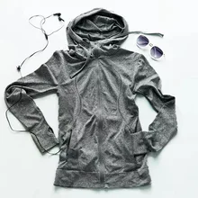 Осенняя новая стильная Женская Спортивная толстовка с капюшоном для фитнеса, тренировок, йоги, Влагоотводящая быстросохнущая спортивная куртка