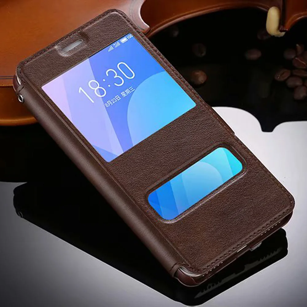 High Quality Hot Flip Ultrathin View Window Leather Case For Meizu M6 Note Luxury Phone Cover | Мобильные телефоны и