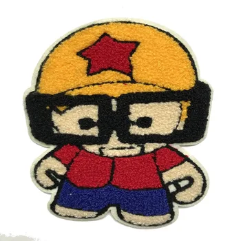 

20pcs/lot Large Sewn Towel Embroidery Patches Clothing Decoration Accessories Gold Cute Cartoon Anime Boy Glasses Diy Applique