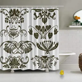 

Vector Set Flower Vignette On Different Vector Practical Shower Curtain for Kids Bathroom,79''L x 72''W
