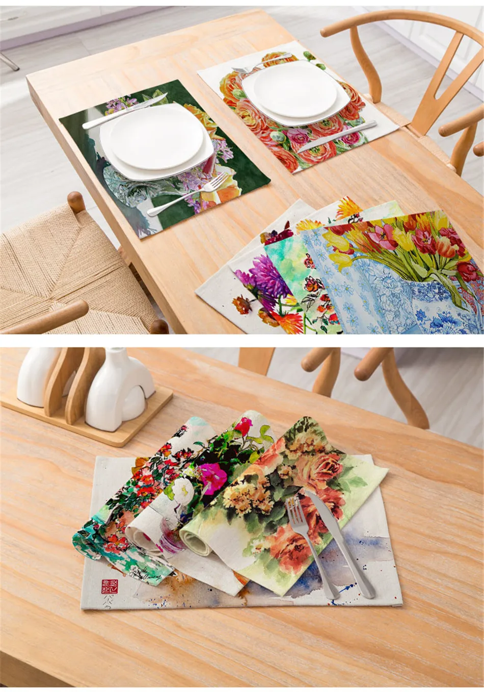 Fuwatacchi красочные цветочные картины чашки подставки многоразовые обеденный стол салфетки для принадлежности для ресторанов домашний декор