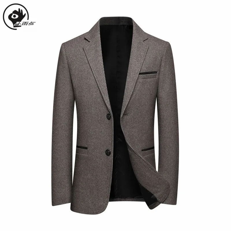 

Little Raindrop Suit Jacket Brand Mens Winter Blazer Male Suit Single Breasted Plaid Blazers Wool Business Blazer For Men