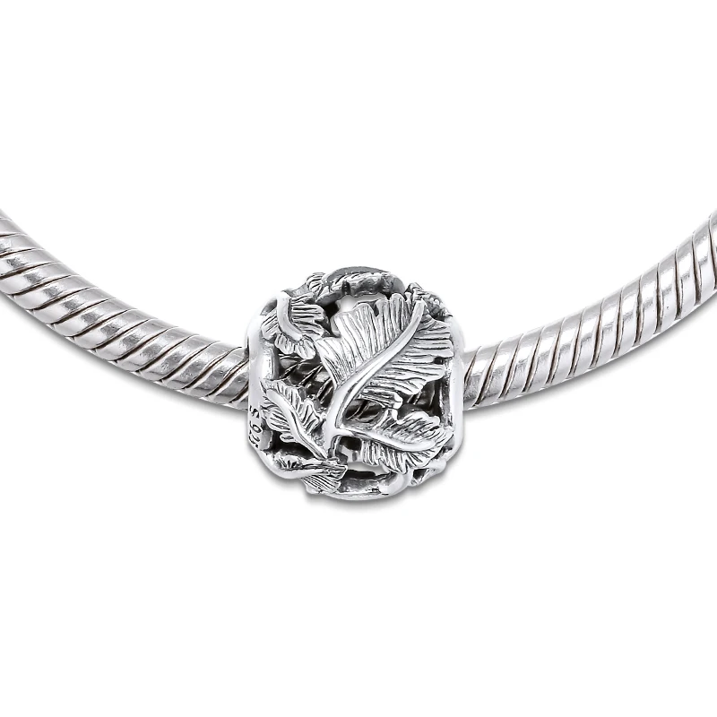 CKK Fit Pandora браслет в виде ажурных Листьев Бусины Для Подвески для изготовления украшений Стерлинговое Серебро 925 оригинальные бусины Шарм Kralen perles