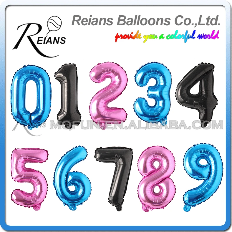 

16 Number Foil Balloon Rose Red Black Blue Digital Globos Birthday Party Decoration Baby Shower Supplies Air ball