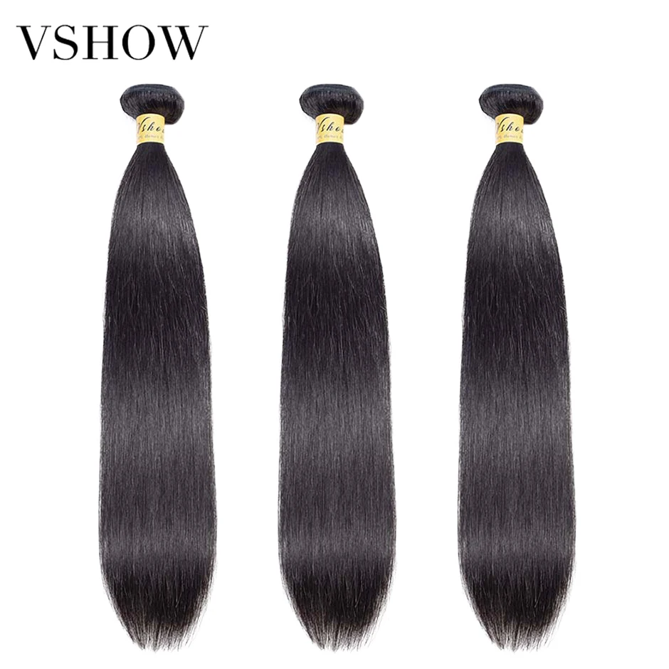 

Silky Straight Bundles VSHOW Cheap Cuticle Aligned Double Drawn Human Hair 3/4 Bundles Brazilian Remy Human Hair Weaves Bundles