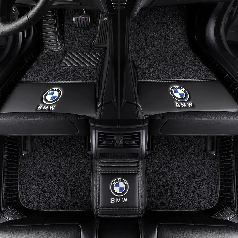 Custom fit автомобильные коврики для BMW 1 3 4 5 7 серия F20 F30 F10 F11 F01 X1 X3 X4 X5 X6 F48 F25 E70 E71 F15 F16 с коврик с логотипом - Название цвета: Black