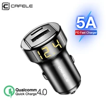 CAFELE Quick Charge QC4.0 3,0 USB Автомобильное зарядное устройство type C PD быстрая зарядка автомобильное зарядное устройство для мобильного телефона универсальное автомобильное зарядное устройство