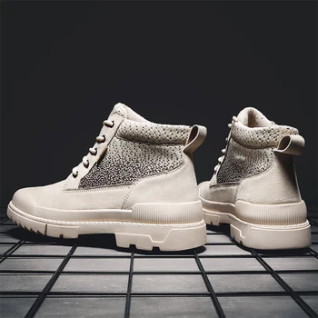 

2019 new winter men boots ankle boots leather Plus velvet to keep warm Martin boots men work shoes gumboots mens Cowboy boots
