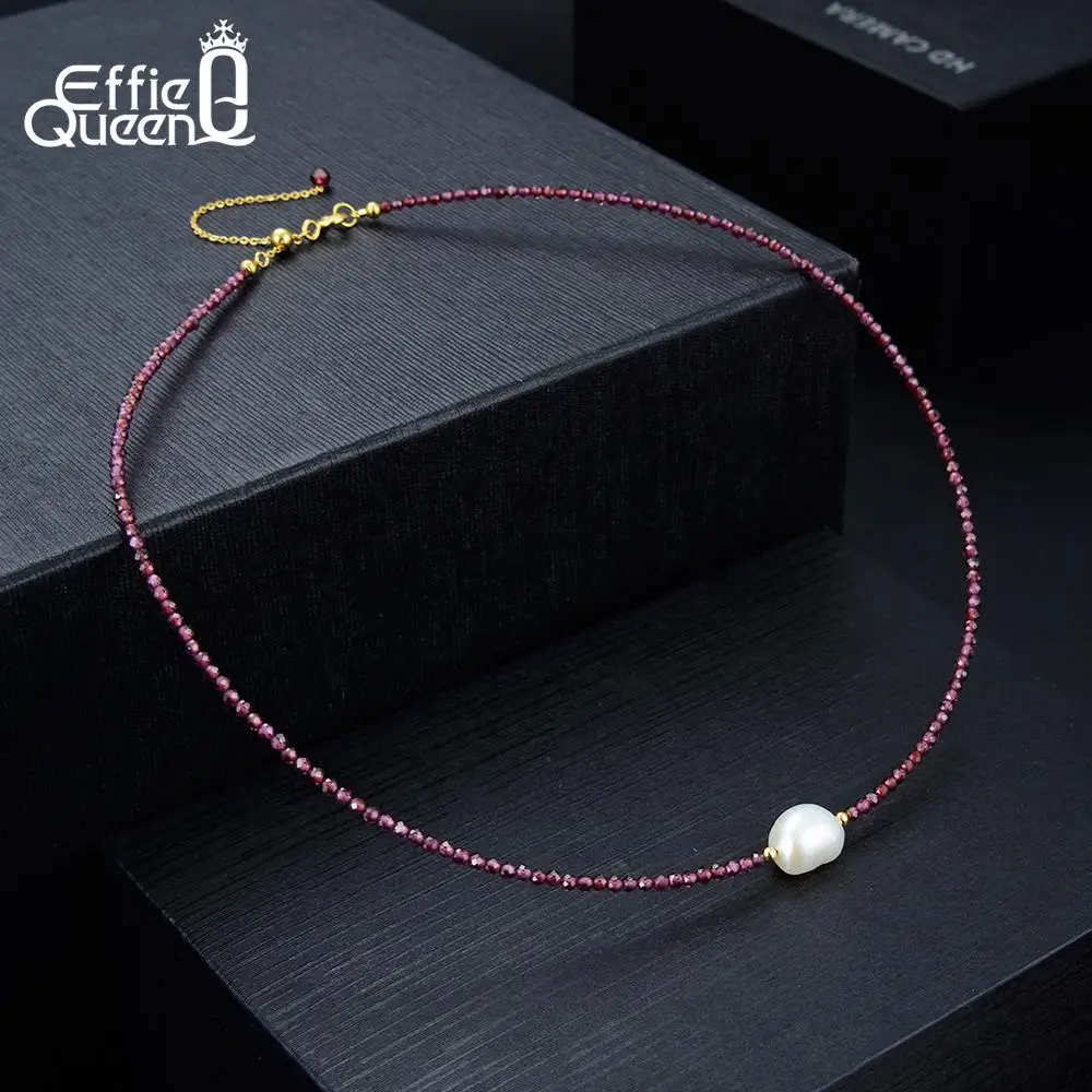 Effie queen, 925 пробы, серебряные ожерелья, натуральный гранат и пресноводный жемчуг, хорошее ювелирное изделие, Свадебная вечеринка, лучший подарок TSN157-R