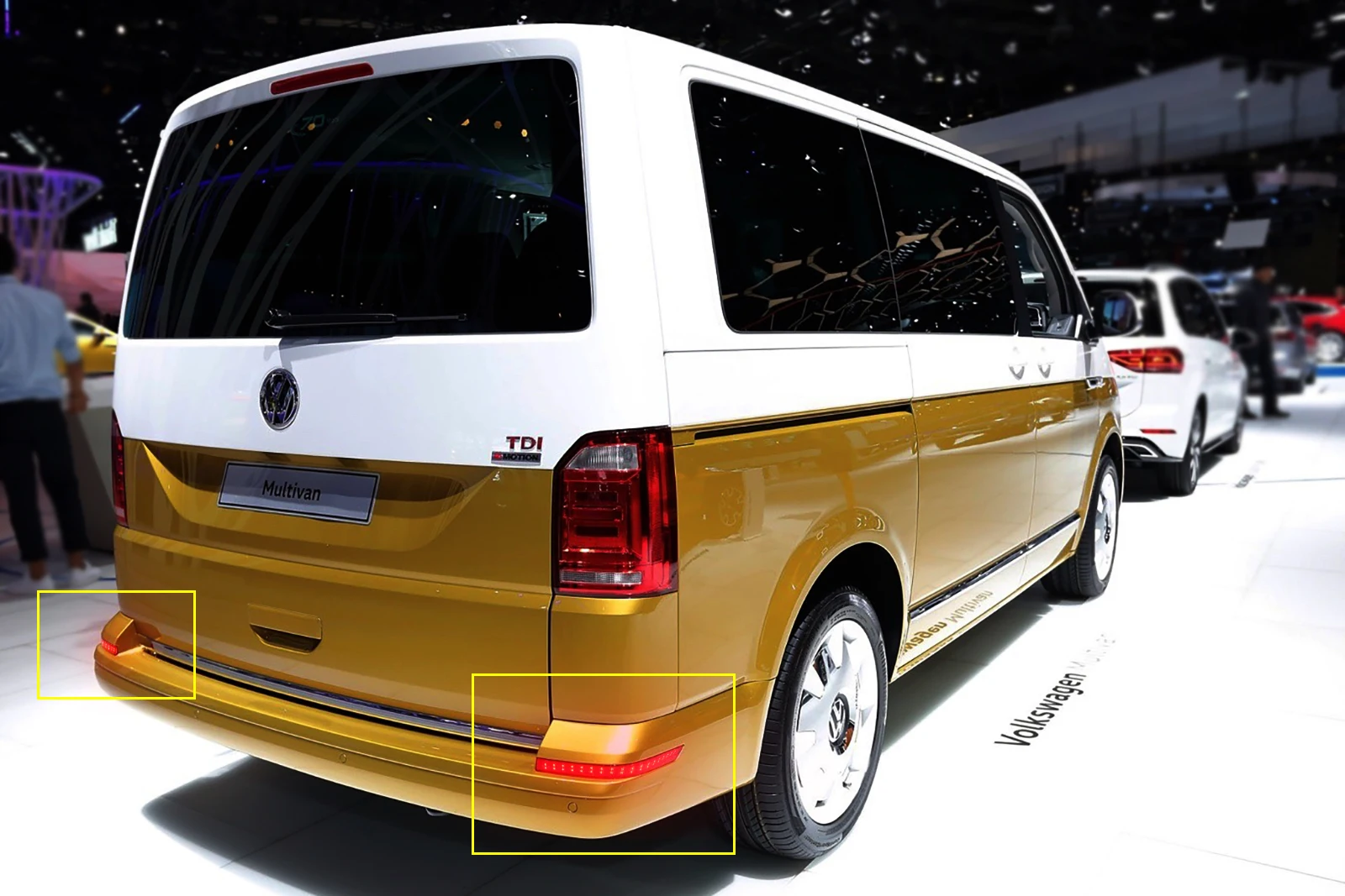 Для VW T6 транспортер 15+ прозрачные линзы задний бампер отражатель светодиодный стоп-сигнал светильник