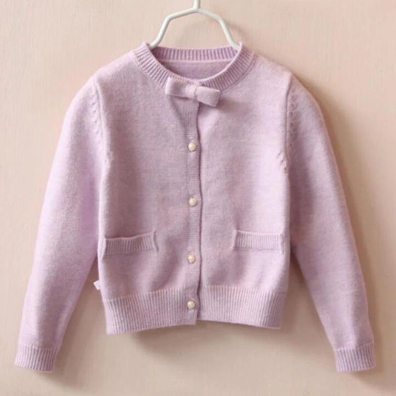 Весенне-осенний свитер для девочек; Детский кардиган с длинными рукавами; вязаная одежда для школьниц; детские пальто и куртки для малышей и подростков