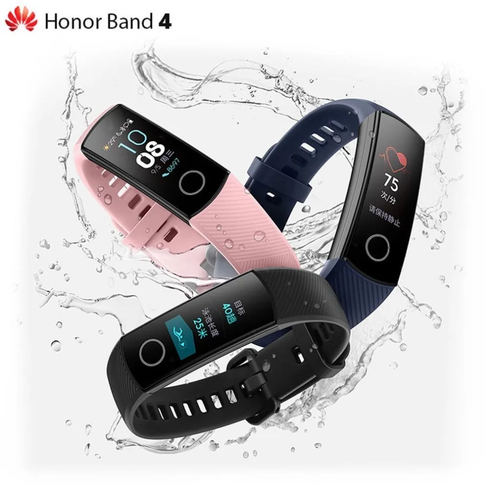 

Original Huawei Honor Band 4 with strap Smart Wristband Amoled Color 0.95" Touchscreen Swim Posture Detect Heart Rate Sleep Snap