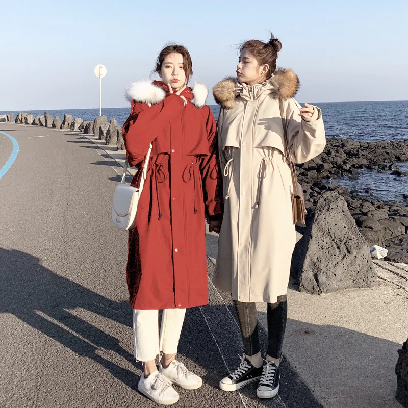 

Photo Shoot Workwear Cotton Coat Women's Mid-length 2019 Winter New Style Korean-style over-the-Knee Cotton-padded Jacket Studen