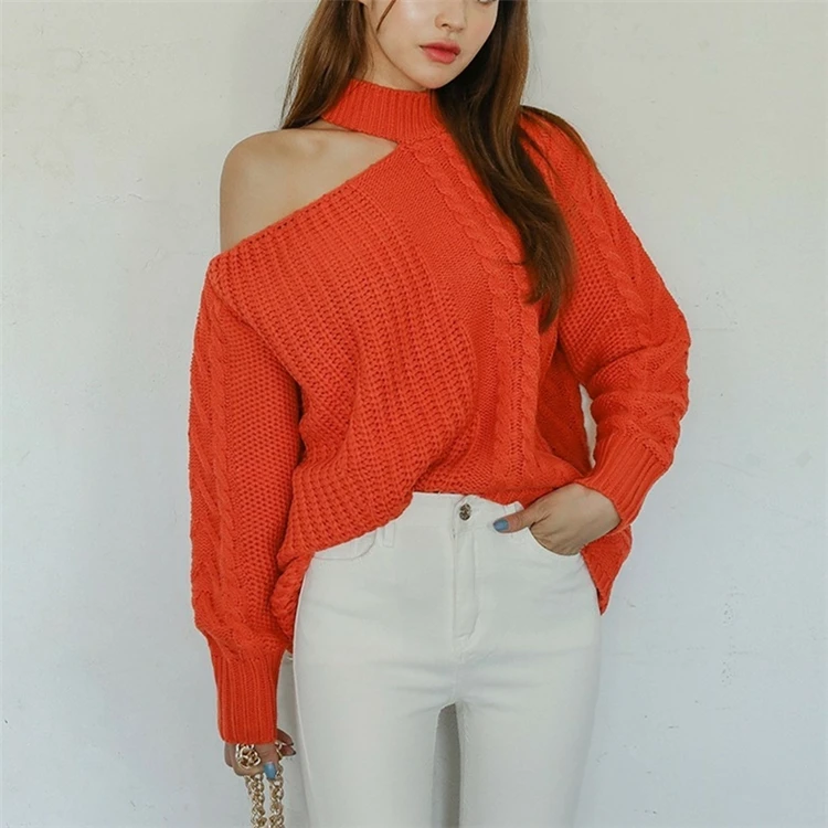 Colorfaith, новинка, Осень-зима, женские свитера, повседневные, минималистичные топы, сексуальные, корейский стиль, вязанные, с открытыми плечами, для девушек, SW8855A