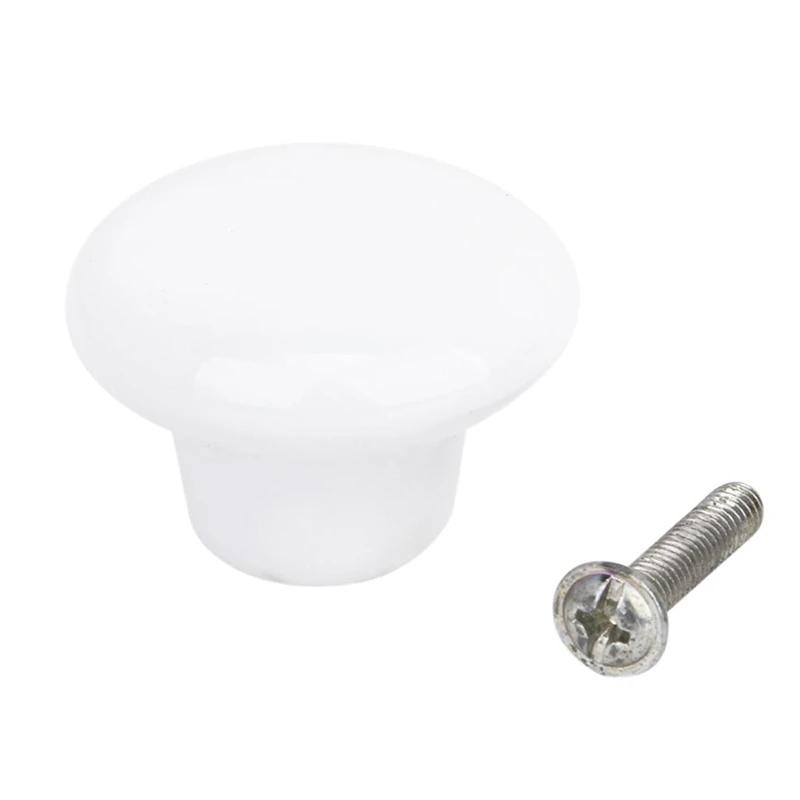 

5 x Round Ceramic Cabinet/Drawer/Cupboard/Bin Pull Knobs Handles---White