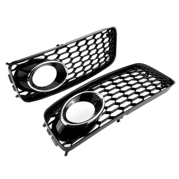 

1Pair Car Front Bumper Fog Light Cellular Grid Hexagonal Front Ventilation Grille For Audi A5 S-Line / S5 B8 Rs5 2008-2012 Chrom