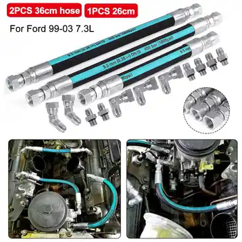 

2Pcs 36cm High Pressure Hose and 1Pcs 26cm Hose Pump Line Hose HPOP Crossover Power Stre For Ford 99-03 7.3L