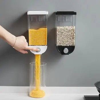 

TCHOME New Type Wall Mounted Kitchen Food Storage Tank 1500ml Big Capacity Grain Storage Cans Rice Grain Transparent Container