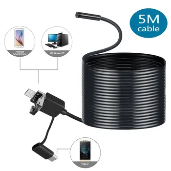 

8MM Type-C & Android & PC Endoscope 3 in 1 2.0 MP USB Endoscope 6 LEDs Waterproof Inspection Camera for PC Laptops
