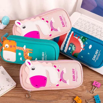 

Cute Cartoon Student Leather Pencil Pen Case Box Makeup Pouch Brush Holder Bag