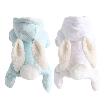 

Dog Coat Pets Cotton Clothing Winter Warm Cute Rabbit One-piece Clothes Hooded Jumpsuit Chihuahua Small Dogs Clothes