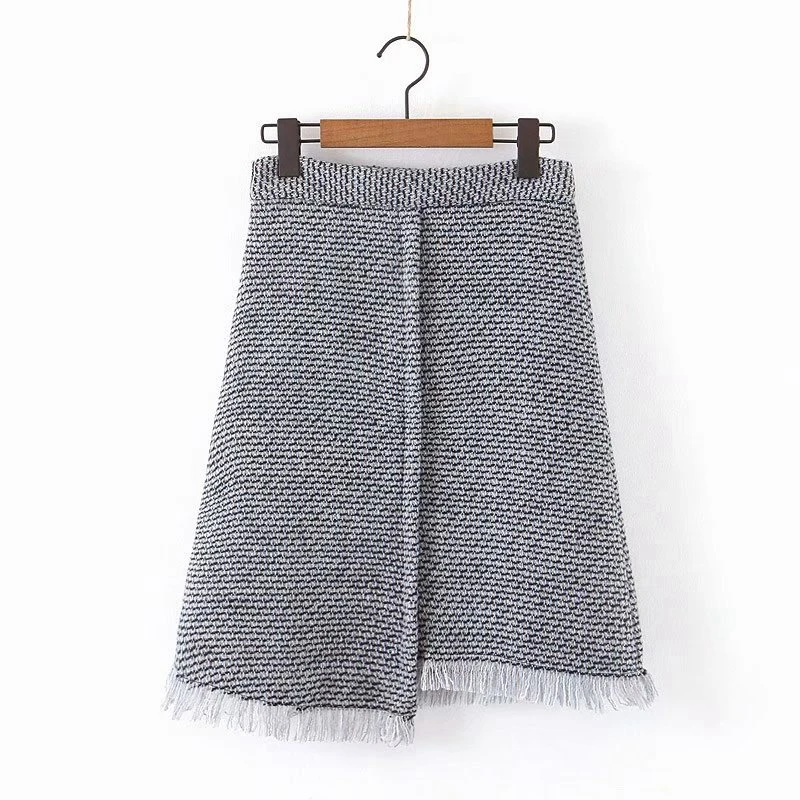 

Fashion Women's High Waist Crochet Skirts Autumn Winter Tassel Irregular Above Knee Mini Skirt Streetwear Skirt XZ2165