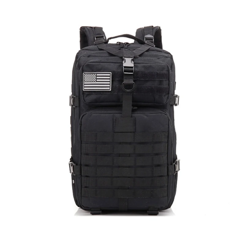 black 45 Liters Large Capacity New Men\'s Army Tactical Backpack Military Molle Bag Camping Army Trekking Hunting Bag - Цвет: black