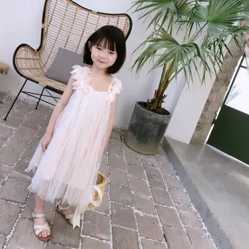 

Summer baby Girl Lace Dresses Kids Wedding Dress Short Sleeve Mesh Lace Pageant Pink Dress Party Clothing 2-12Y