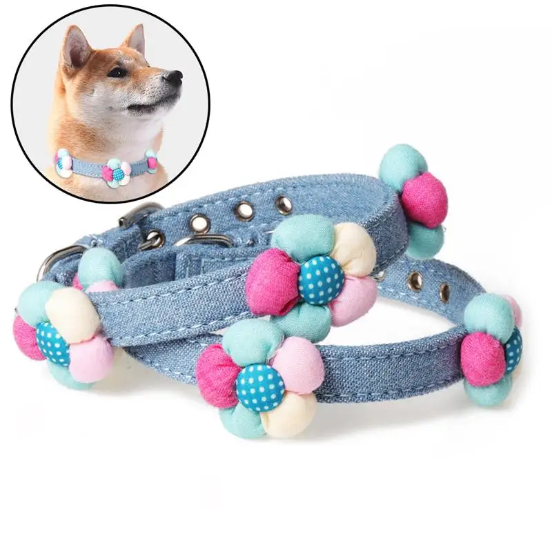 1pcsCuteDogCollarCuteFlowerDecorAdjustableCatCollarPetCollar