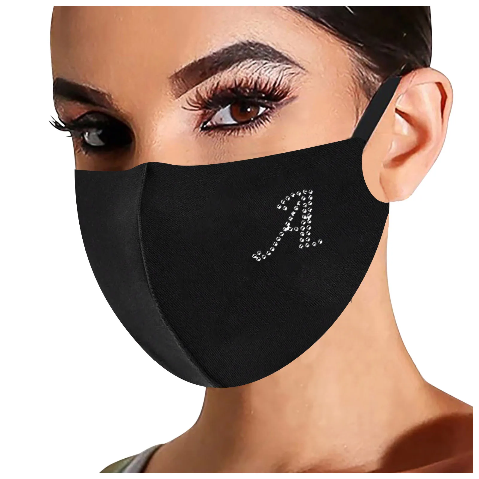 Fashion 26 Letter Print Masks Letter Ice Silk Cotton Mask Adult Washable Reusable Pm2.5 Protection Face Mask Black Mascarillas