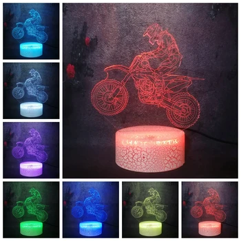 

Motorcycle Game Sporting Stage Effect 7 Color Gradient Night Light 3D USB Plug Safe Energy Lamp Cartoon Kid Holiday Party Gift
