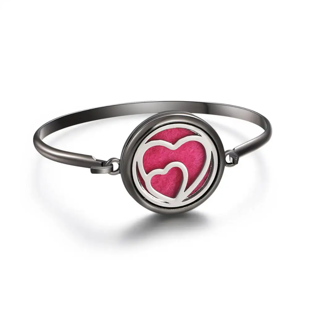 Black Aromatherapy Bracelet Essential Oil Diffuser Locket Perfume Bracelet Tree of Life 316L Stainless Steel Diffuser Bracelet - Metal Color: B223-19