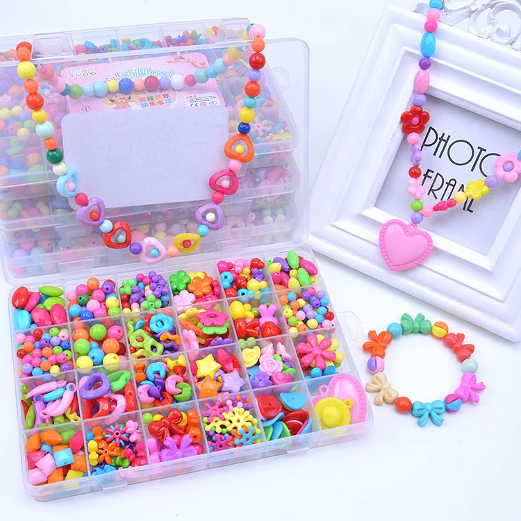 

24 Lattice Beaded Bracelet Weak Sight Correction Acrylic Crystal round Beads Creative Children Early Education DIY Necklace Toy