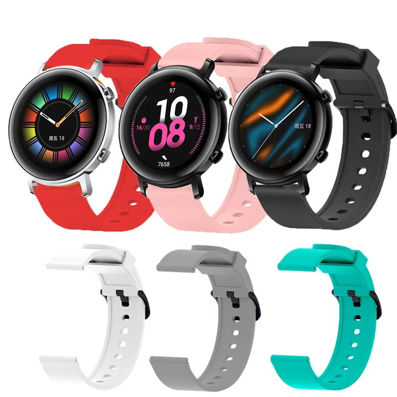 Correas de pulsera para Huawei watch GT2 de 42MM, pulsera de silicona con  hebilla de metal, venta al por mayor - AliExpress Productos electrónicos