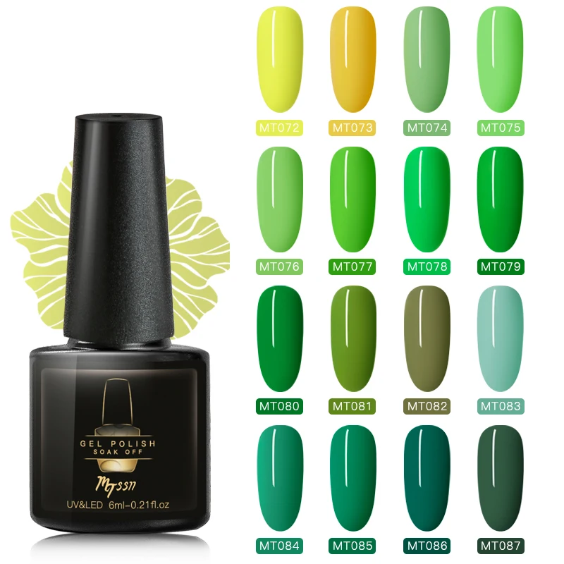 Гель-лак для ногтей Mtssii серии Green Yellow 6 мл чистый цвет отмачиваемый УФ-Гель-лак
