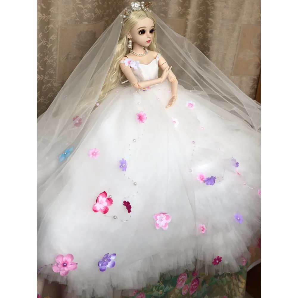 BJD 60 см Reborn кукла игрушки 1/3 светлые волосы с белым свадебное платье ручной работы