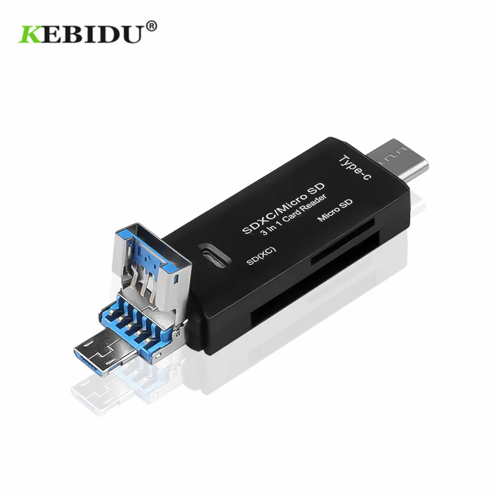 

KEBIDU High Speed USB 3.0 Type C to SD Micro SD TF Adapter for laptop Accessories OTG Cardreader Smart Memory SD Card Reader