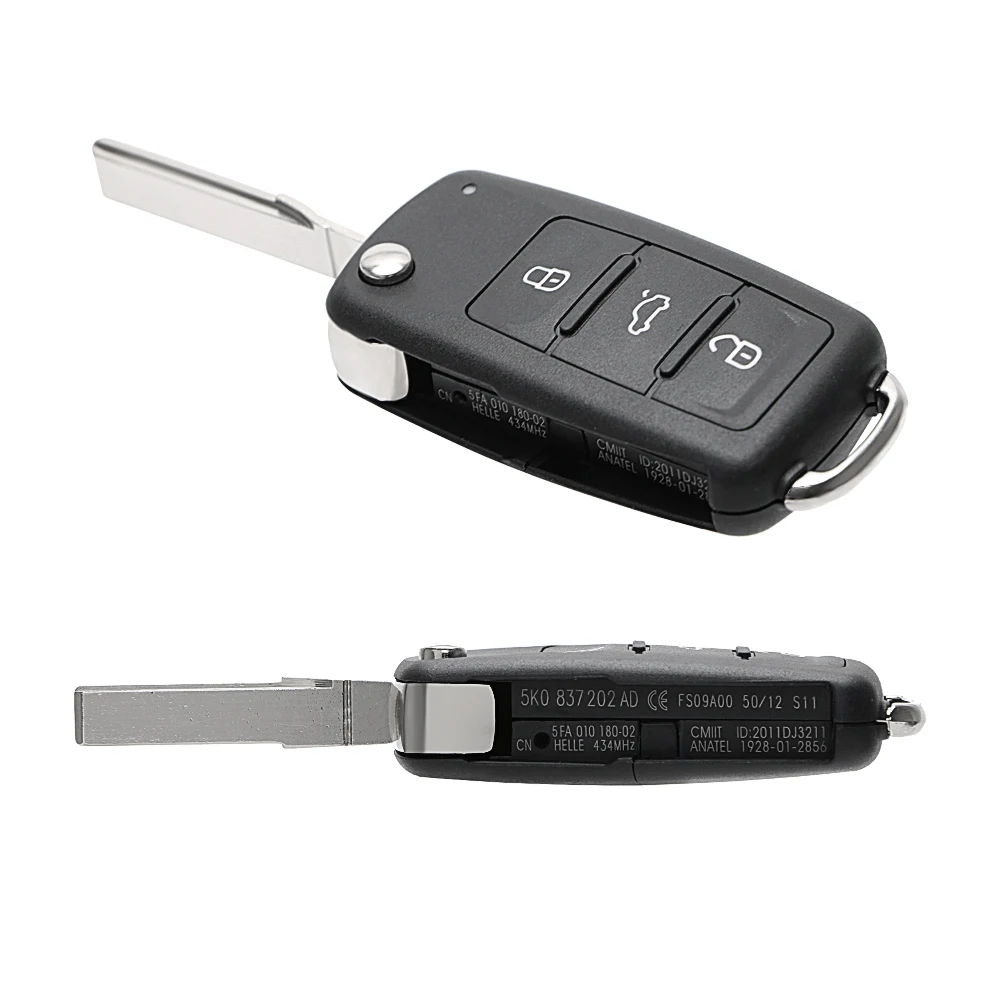 

For VW Car Key Shell Blank Car Keys Remote Flip for Beetle/Caddy/Eos/Golf/Jetta/Polo/Scirocco/Tiguan/Touran/UP 3 Buttons