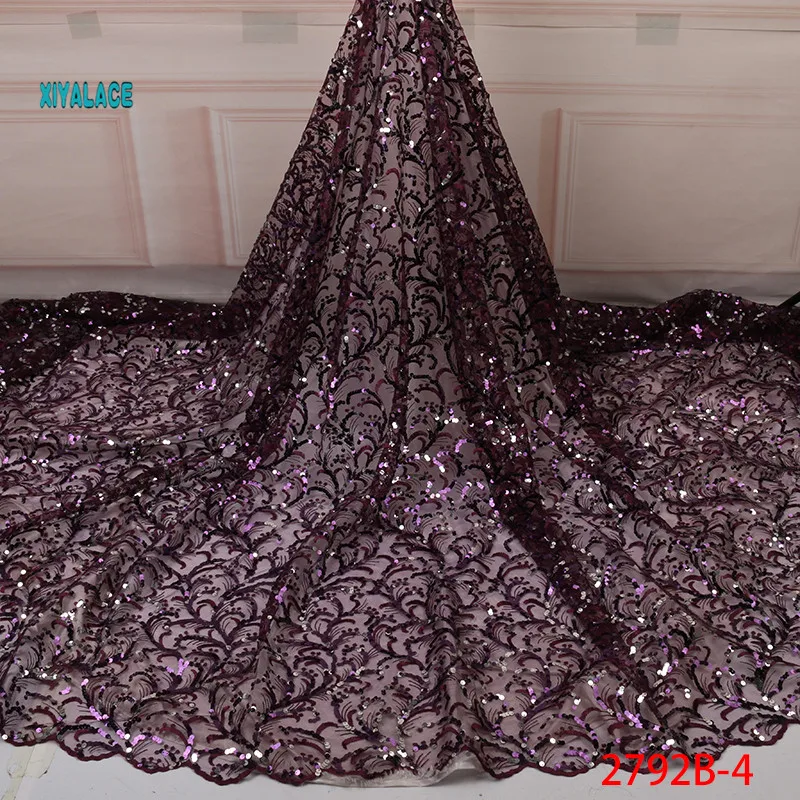 Silver Nigerian Net Laces Fabric Bridal High Quality French Tulle African lace fabric Sequins Lace Fabric YA2792B-2